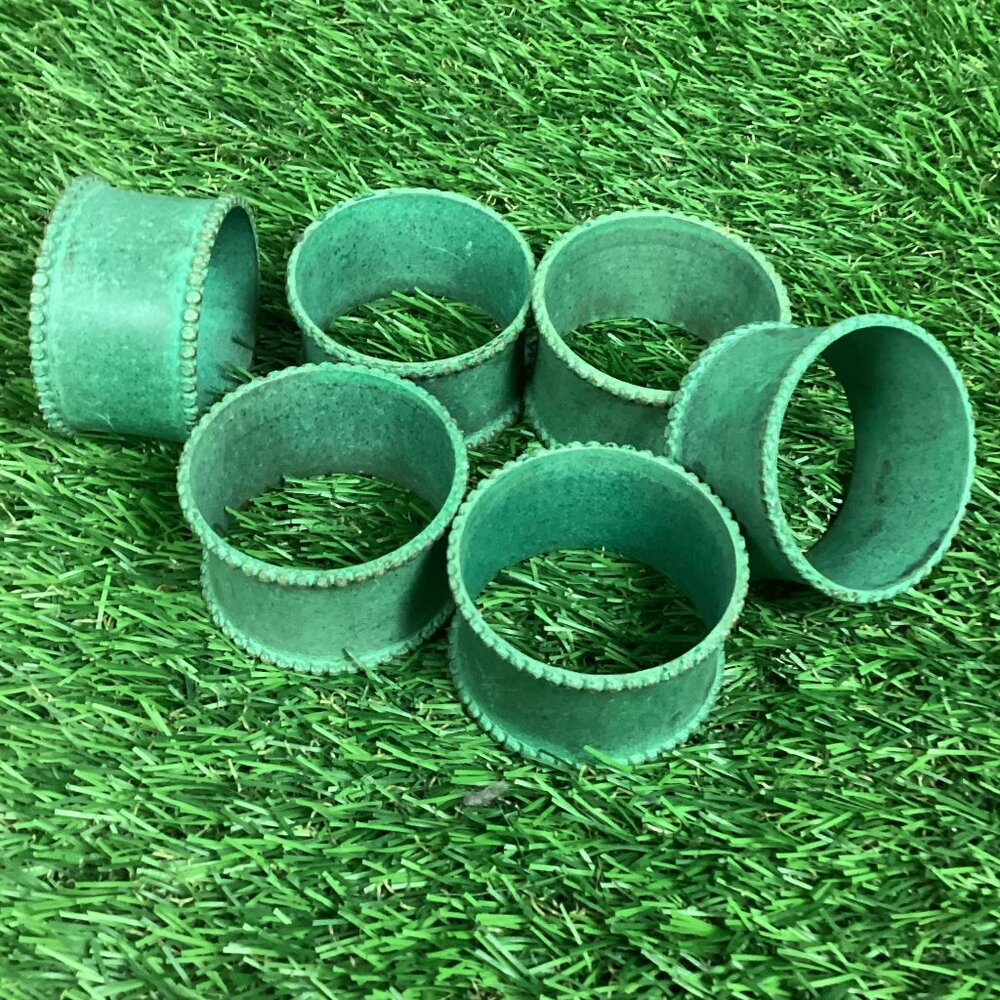 Vintage Verdigris Copper Napkin Rings set of 6